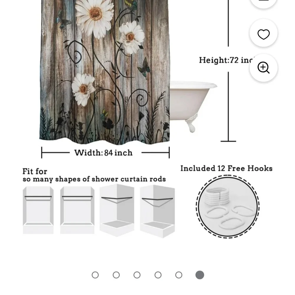 Floral Shower Curtain with Butterflies